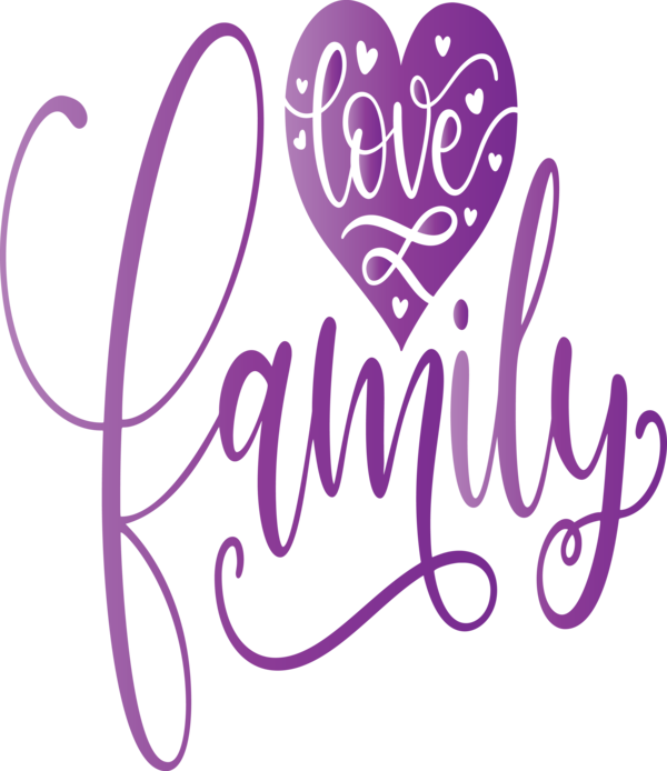 Transparent Family Day Text Font Purple for Family Love for Family Day