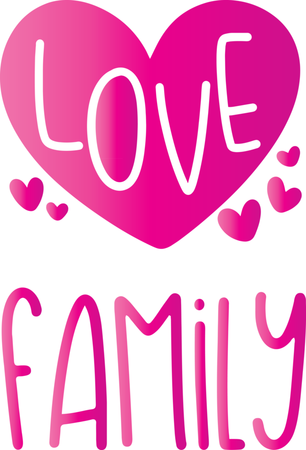 Transparent Family Day Text Pink Heart for Family Love for Family Day