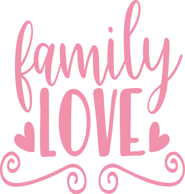 Transparent Family Day Text Font Pink for Family Love for Family Day
