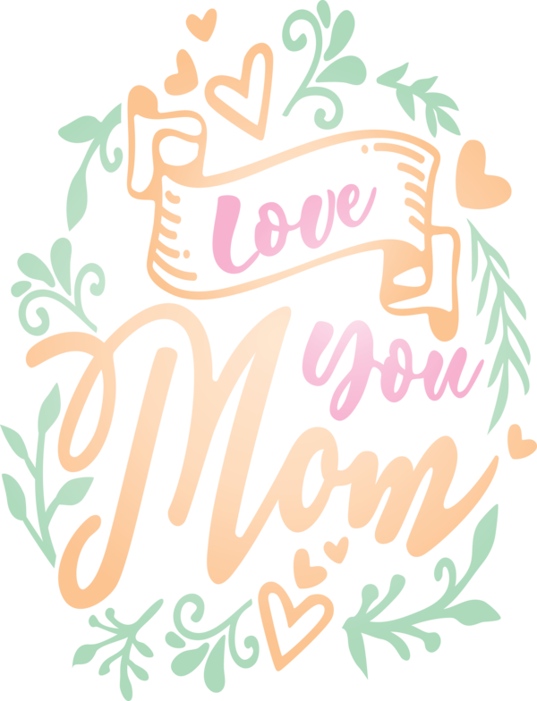 Transparent Mother's Day Text Font Plant for Mothers Day Calligraphy for Mothers Day