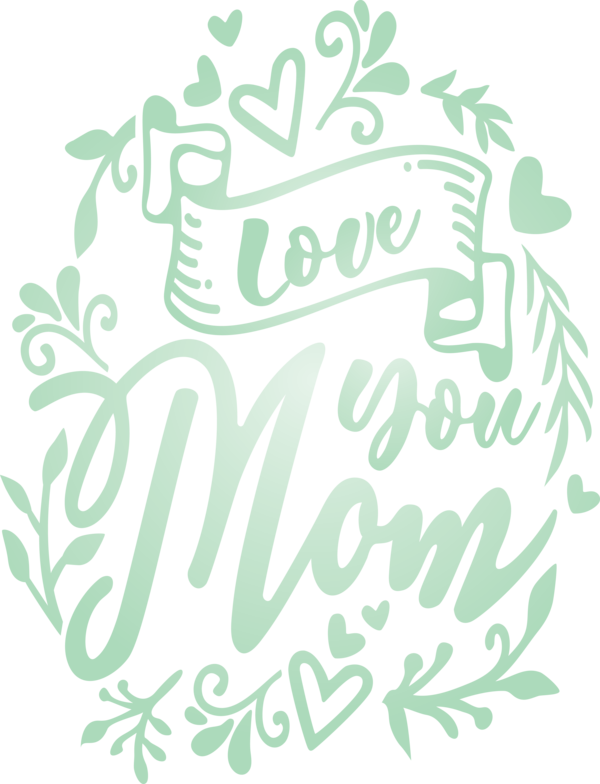 Transparent Mother's Day Green Text Font for Mothers Day Calligraphy for Mothers Day
