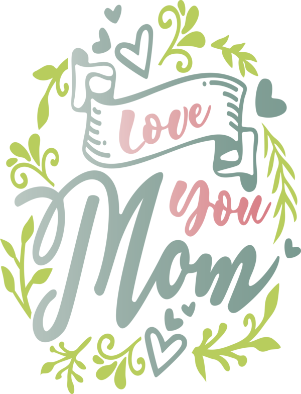 Transparent Mother's Day Font Text Plant for Mothers Day Calligraphy for Mothers Day