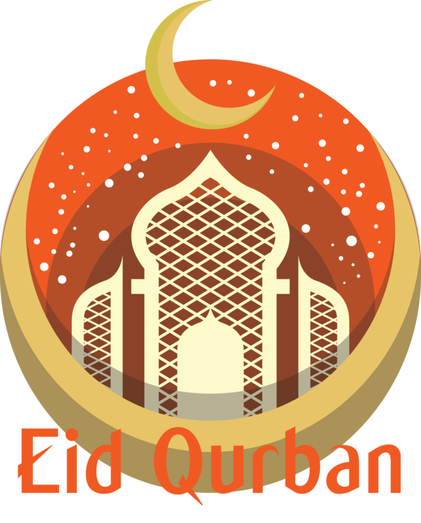 Transparent Eid al-Adha Orange Logo for Eid Qurban for Eid Al Adha