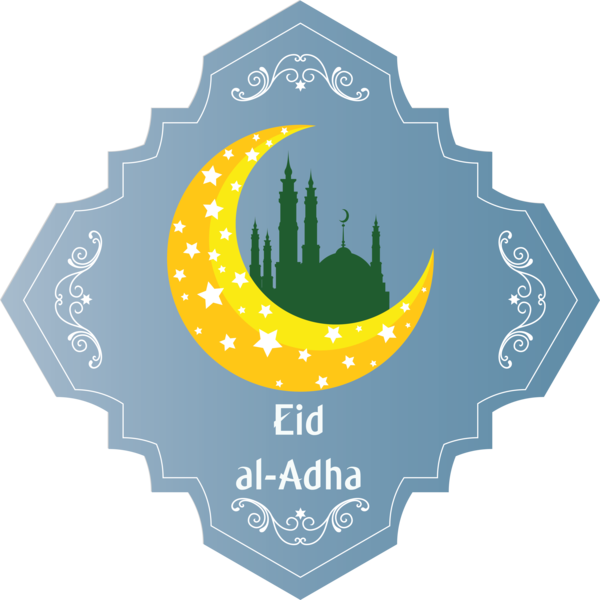 Transparent Eid al-Adha Logo Yellow Emblem for Eid Qurban for Eid Al Adha