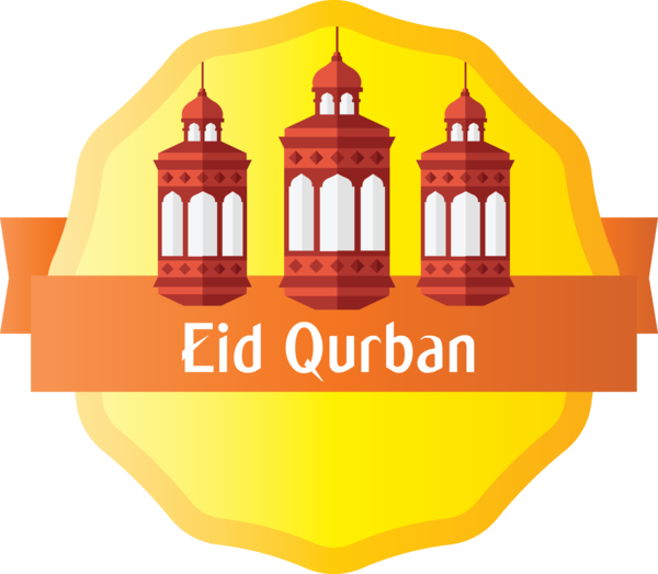 Transparent Eid al-Adha Orange Yellow Logo for Eid Qurban for Eid Al Adha