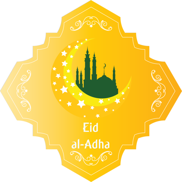 Transparent Eid al-Adha Yellow Emblem Symbol for Eid Qurban for Eid Al Adha