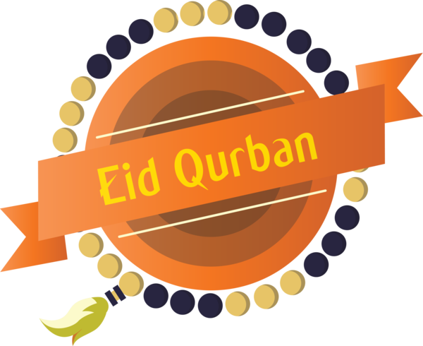 Transparent Eid al-Adha Orange Logo Label for Eid Qurban for Eid Al Adha