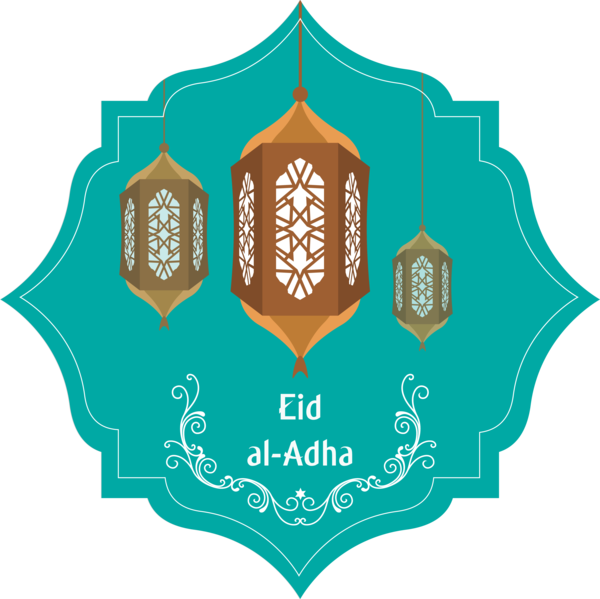 Transparent Eid al-Adha Turquoise Emblem Logo for Eid Qurban for Eid Al Adha