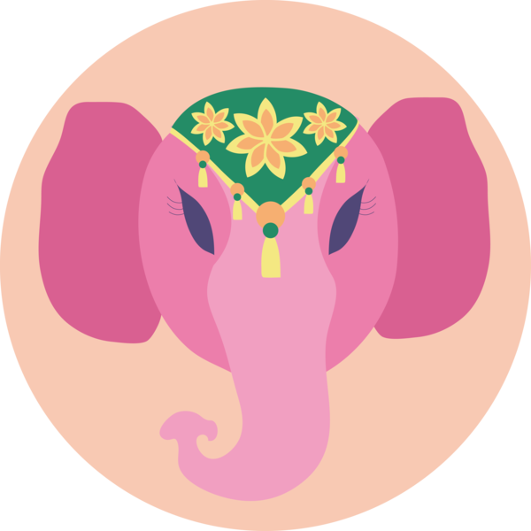Transparent Diwali Elephant Character Pink M for Happy Diwali for Diwali