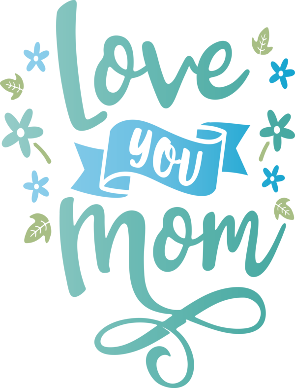 Transparent Mother's Day Logo Green Pattern for Love You Mom for Mothers Day