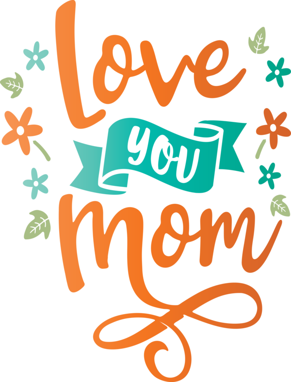 Transparent Mother's Day Logo Leaf Produce for Love You Mom for Mothers Day