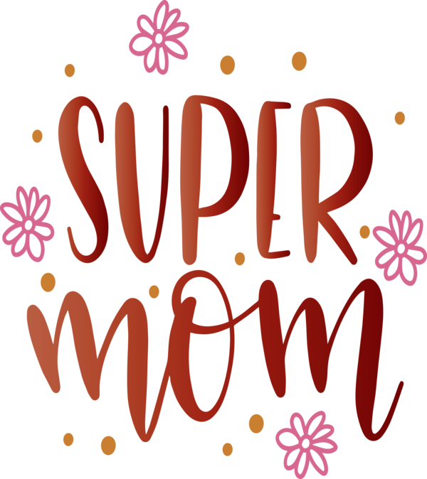 Transparent Mother's Day Logo Flower Line for Super Mom for Mothers Day