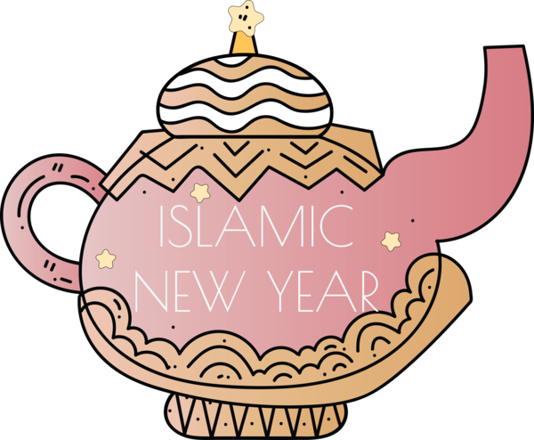 Transparent Islamic New Year Cartoon Pattern Fashion for Hijri New Year for Islamic New Year