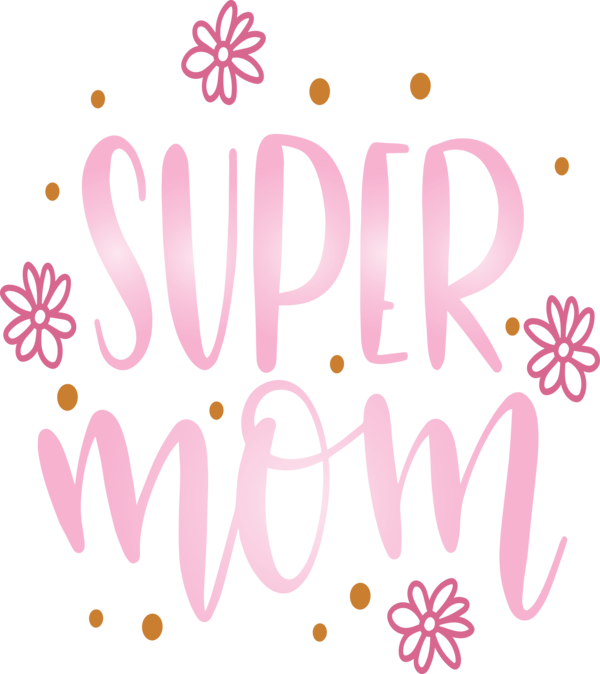Transparent Mother's Day Logo Petal Pink M for Super Mom for Mothers Day