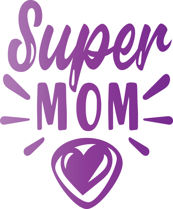 Transparent Mother's Day Logo Purple Line for Super Mom for Mothers Day