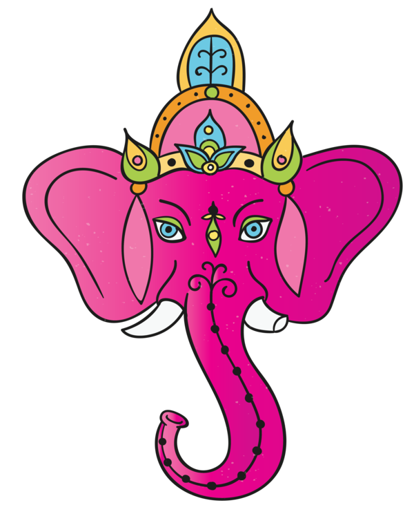 Transparent Diwali Indian elephant Line art Cartoon for Happy Diwali for Diwali