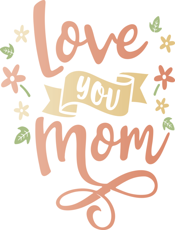Transparent Mother's Day Leaf Logo Floral design for Love You Mom for Mothers Day