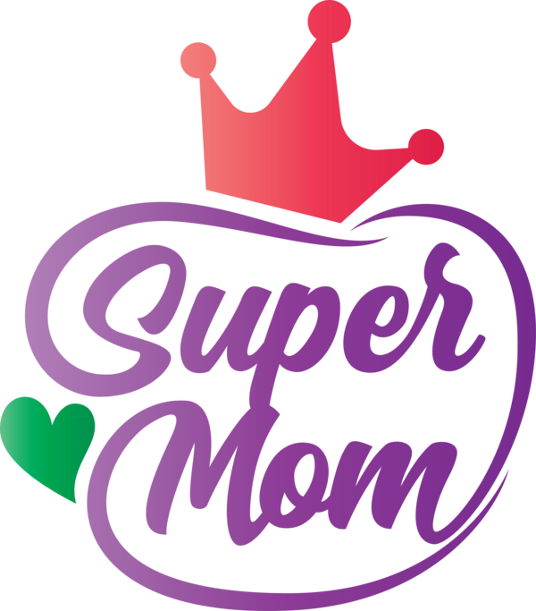 Transparent Mother's Day Logo Pink M Line for Super Mom for Mothers Day