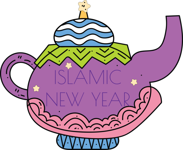 Transparent Islamic New Year Cartoon Design Purple for Hijri New Year for Islamic New Year