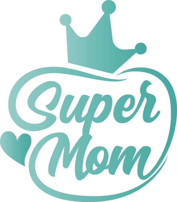 Transparent Mother's Day Logo Cartoon Font for Super Mom for Mothers Day
