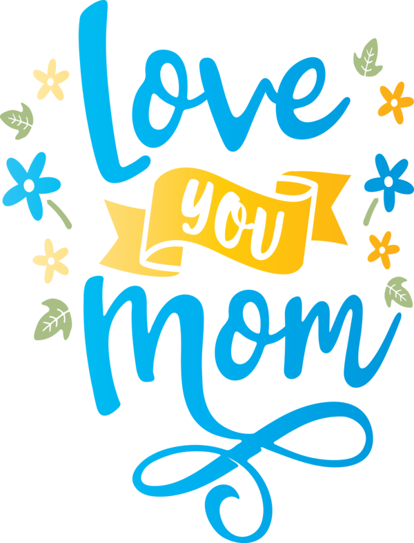 Transparent Mother's Day Design Logo Yellow for Love You Mom for Mothers Day