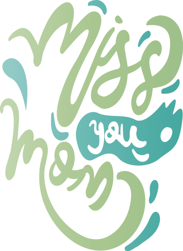 Transparent Mother's Day Logo Font Green for Miss You Mom for Mothers Day