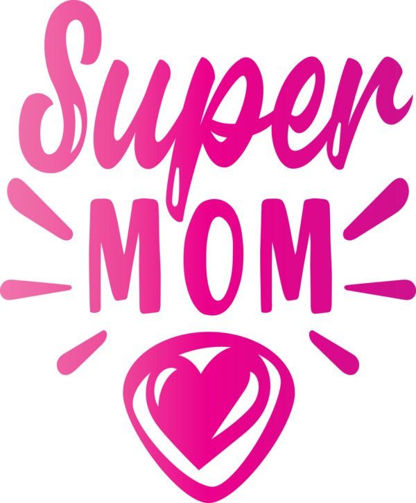 Transparent Mother's Day Logo Pink M Line for Super Mom for Mothers Day
