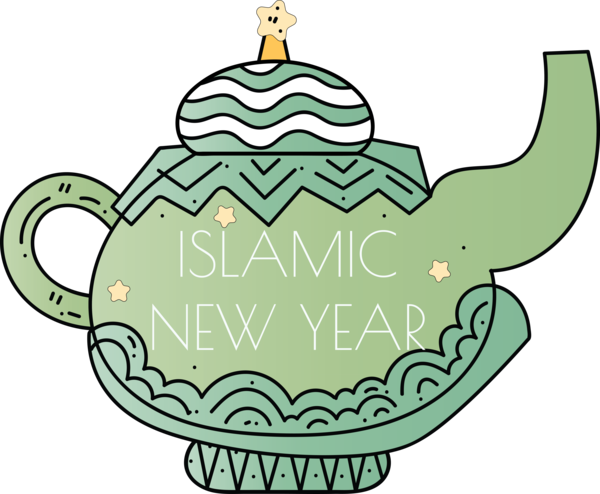 Transparent Islamic New Year Cartoon Line art Produce for Hijri New Year for Islamic New Year