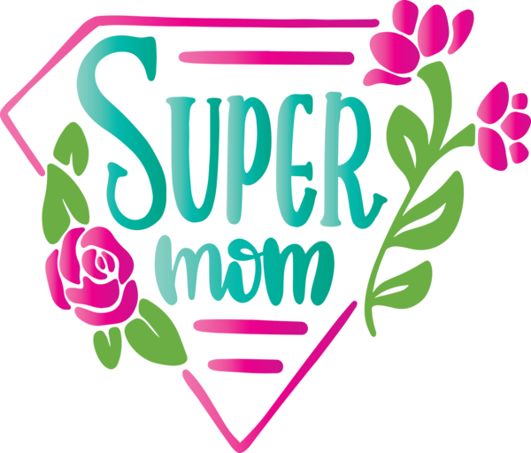 Transparent Mother's Day Petal Floral design Leaf for Super Mom for Mothers Day
