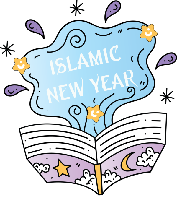 Transparent Islamic New Year Cartoon Text Purple for Hijri New Year for Islamic New Year