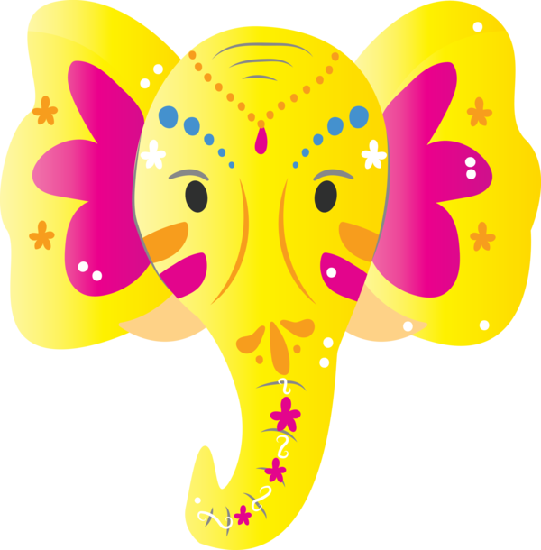Transparent Holi Indian elephant Yellow Pattern for Happy Holi for Holi