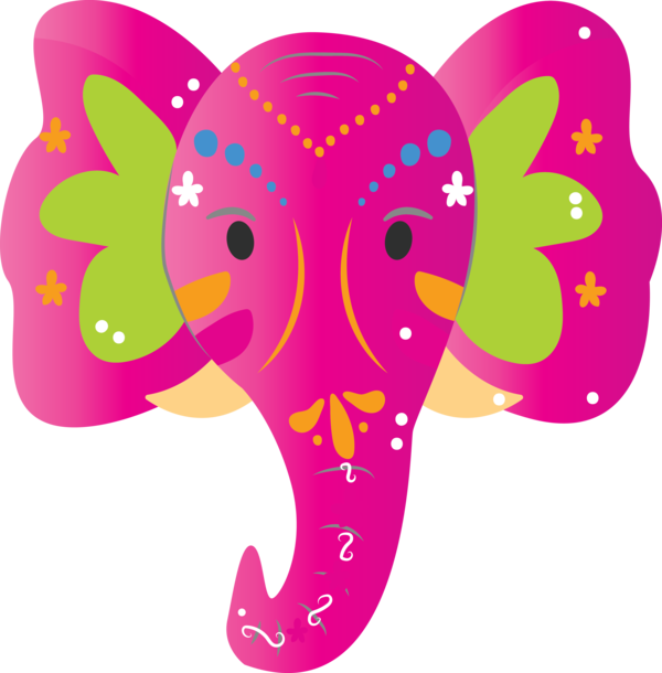 Transparent Holi Indian elephant Transparency Pink for Happy Holi for Holi