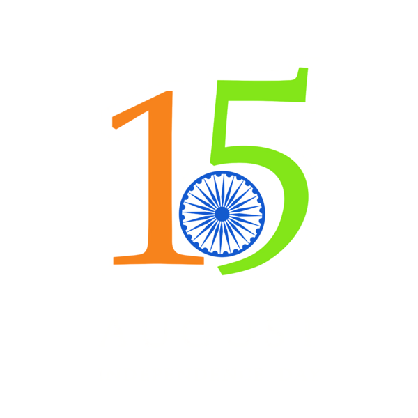 Transparent Indian Independence Day Logo Yellow Number for Independence Day 15 August for Indian Independence Day