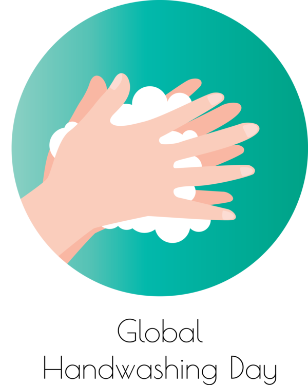 Transparent Global Handwashing Day Hand model Logo Teal for Hand washing for Global Handwashing Day