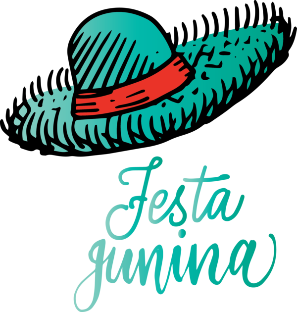Transparent Festa Junina Logo Hat Line for Brazilian Festa Junina for Festa Junina