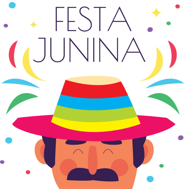 Transparent Festa Junina Logo Cartoon Headgear for Brazilian Festa Junina for Festa Junina