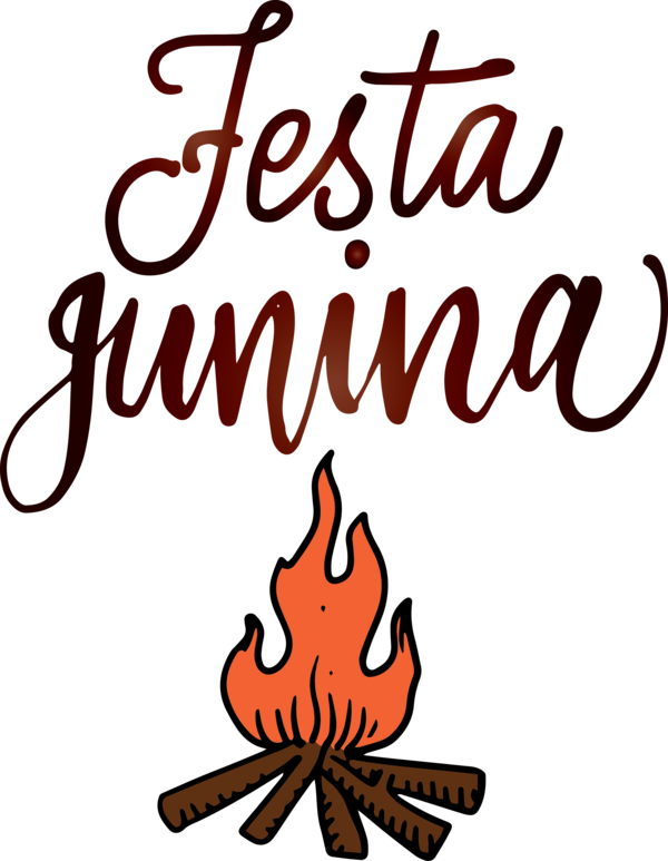 Transparent Festa Junina Logo Calligraphy Line for Brazilian Festa Junina for Festa Junina