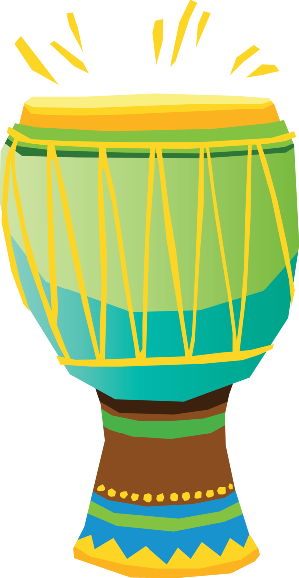 Transparent Brazilian Carnival Hand drum Flowerpot Yellow for Carnaval for Brazilian Carnival