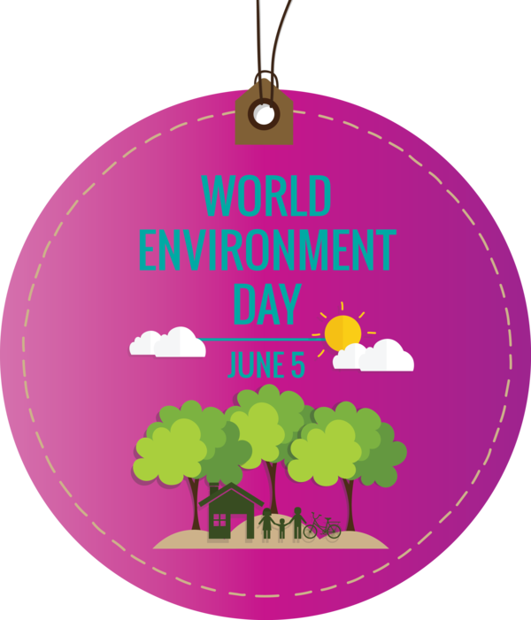 Transparent World Environment Day Christmas ornament Logo Pink M for Environment Day for World Environment Day