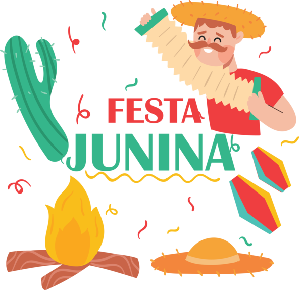 Transparent Festa Junina Logo Cartoon Commodity for Brazilian Festa Junina for Festa Junina