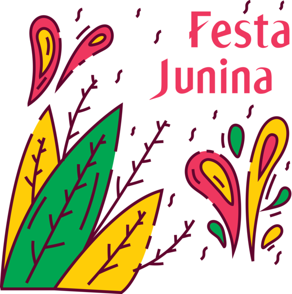 Transparent Festa Junina Design Leaf Line for Brazilian Festa Junina for Festa Junina