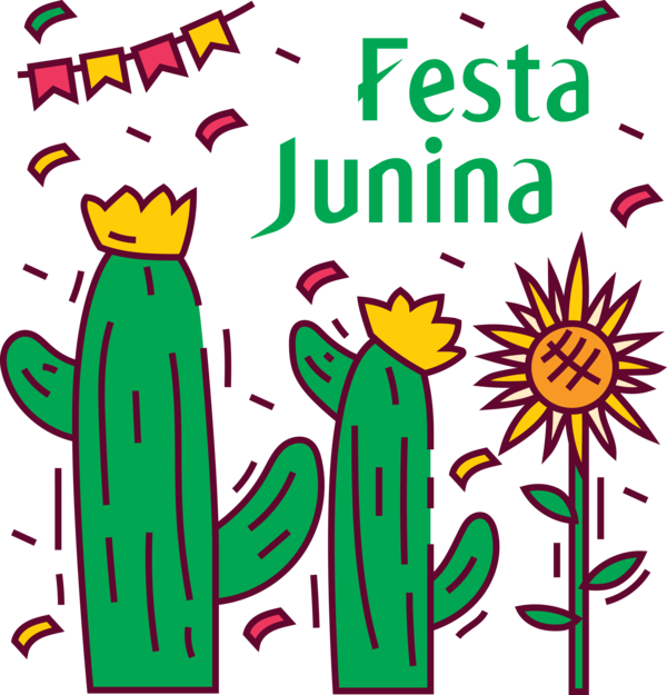 Transparent Festa Junina Flower Plant stem Text for Brazilian Festa Junina for Festa Junina