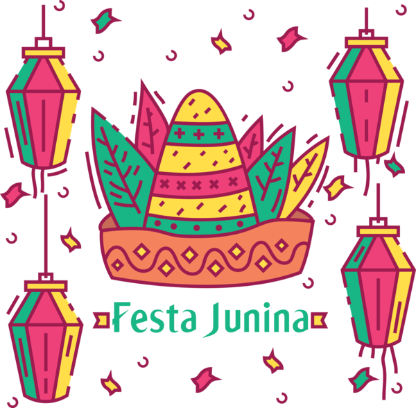 Transparent Festa Junina Pink M Line Pattern for Brazilian Festa Junina for Festa Junina