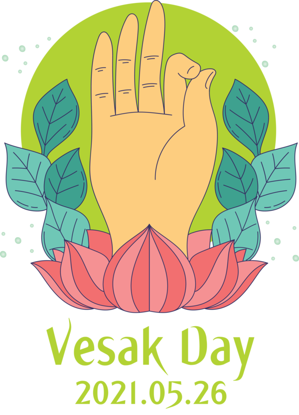 Transparent Vesak Flower Cartoon Green for Buddha Day for Vesak