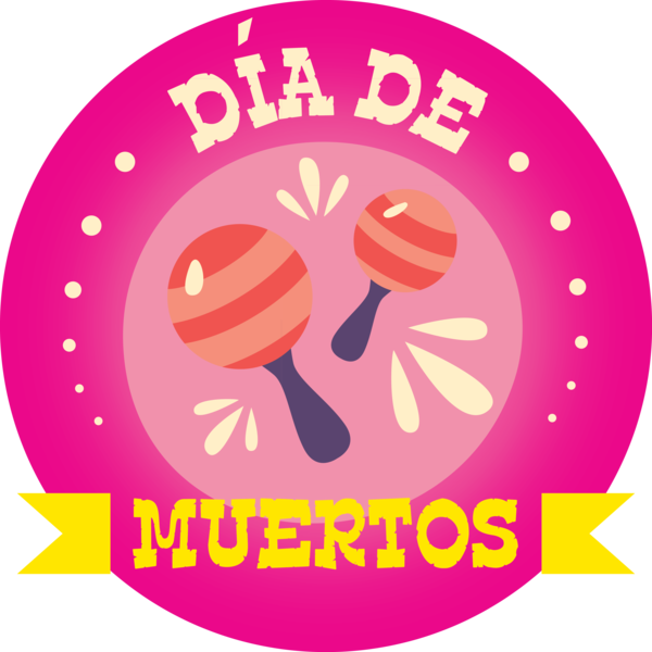 Transparent Day of the Dead Circle Logo Pink M for Día de Muertos for Day Of The Dead
