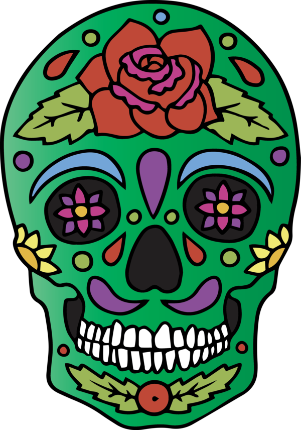 Transparent Cinco de mayo Visual arts Flower Green for Mexican Skull for Cinco De Mayo