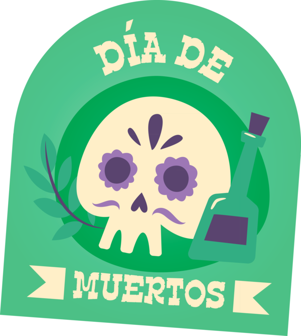 Transparent Day of the Dead Logo Leaf Font for Día de Muertos for Day Of The Dead