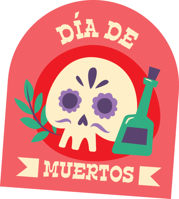 Transparent Day of the Dead Logo label.m Pink M for Día de Muertos for Day Of The Dead