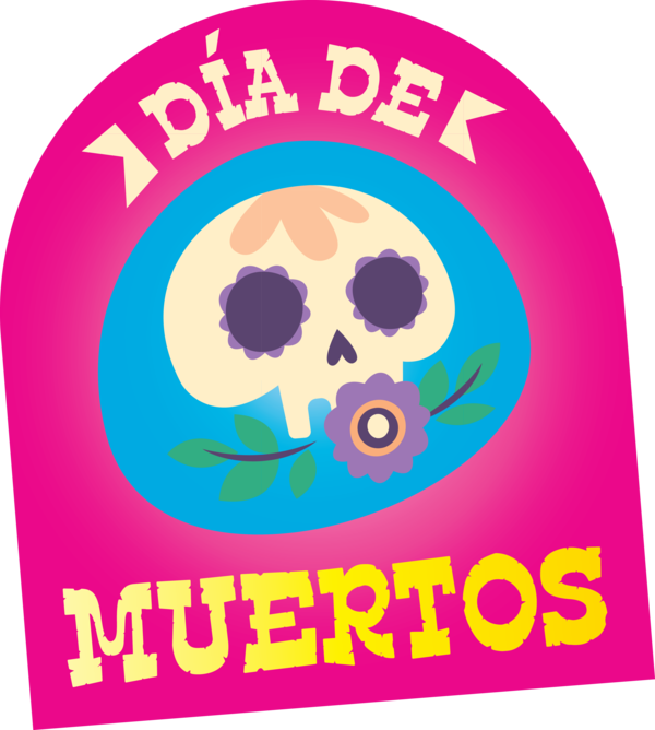 Transparent Day of the Dead Logo Flower Pink M for Día de Muertos for Day Of The Dead