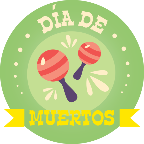 Transparent Day of the Dead Logo Circle Green for Día de Muertos for Day Of The Dead